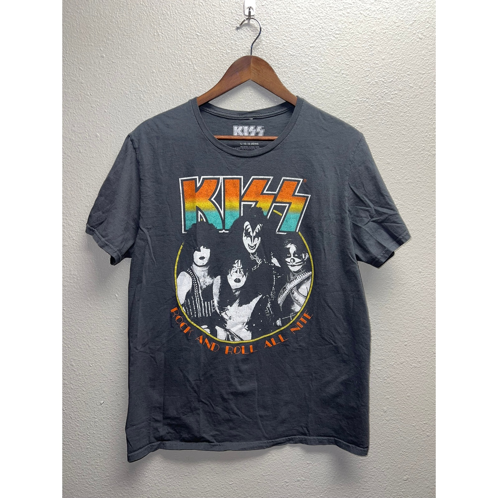 Womens Kiss Band Shirt Rock And Roll All Nite Night Concert Music Tour Tee Large